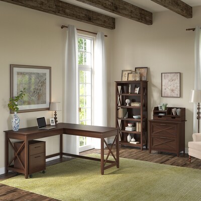 Bush Furniture Key West 60"W L Shaped Desk, Bing Cherry (KWD160BC-03)