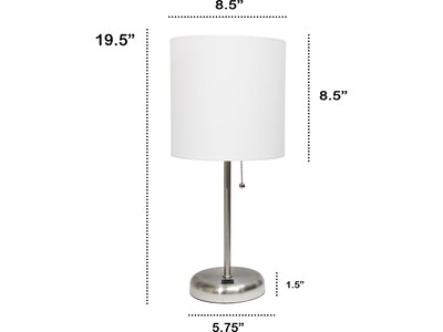 Creekwood Home Oslo LED Table Lamp, Brushed Steel/White (CWT-2012-WH)