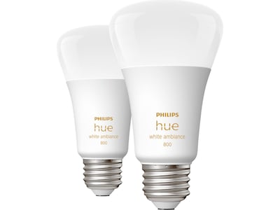 Philips Hue 60W Equivalent A19 LED Smart Light Bulb, Warm White, 2/Pack  (548560)