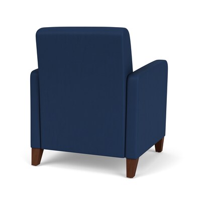 Lesro Ravenna Vinyl Guest Chair, Patriot Plus Imperial Blue/Walnut Wood (RV1101.FWL-01PPIB)