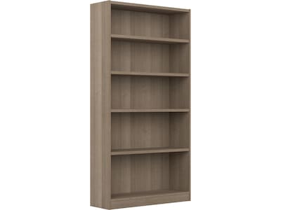 Bush Furniture Universal 72H 5-Shelf Bookcase with Adjustable Shelves, Ash Gray Laminated Wood (WL1