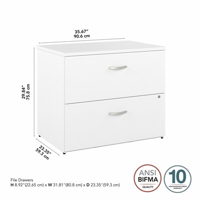 Bush Business Furniture Studio A 2-Drawer Lateral File Cabinet, Locking, Letter/Legal, White, 36" (SDF136WHSU-Z)