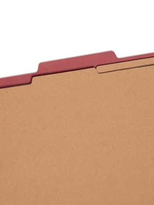 Smead 100% Recycled Pressboard Classification Folders, 2" Expansion, Letter Size, 2 Dividers, Red, 10/Box (14024)