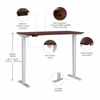 Bush Business Furniture Move 40 Series 60"W Electric Height Adjustable Standing Desk, Hansen Cherry/Cool Gray (M4S6030HCSK)