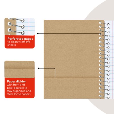 Sustainable Earth by STAPLES Wirebound 1-Subject Notebook, 9.5” x 6”, College Ruled, Brown
