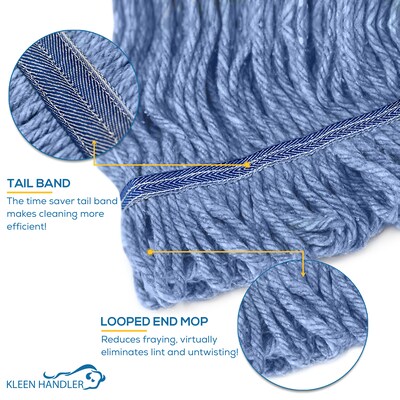 BISON LIFE Kleen Handler Blend String Wet Mop Head, 20 oz., Blue, 24/Pack (BPES-LEM-BD-BL-20-1-24A)