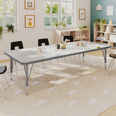 Flash Furniture Wren Rectangular Activity Table, 72 x 30, Height Adjustable, Light Gray Top/Silver Frame (XUA3072RECLGTP)