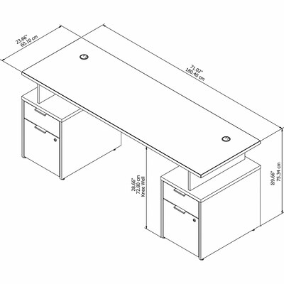 Bush Business Furniture Jamestown 72"W Desk with 4 Drawers, Storm Gray/White (JTN005SGWHSU)