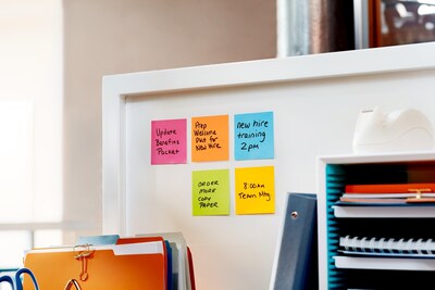 Post-it® Super Sticky Notes Cabinet Pack, 3" x 3", Energy Boost Collection, 70 Sheets/Pad, 24 Pads/Pack (654-24SSAU-CP)