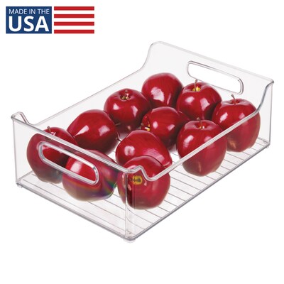 iDESIGN Small Stackable Plastic Storage Bin with Handles, Clear (73330)