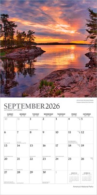 2026 Plato America's National Parks 12" x 12" Monthly Wall Calendar (9798330706617)