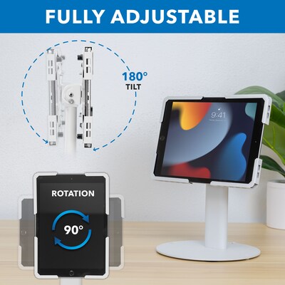Mount-It! Adjustable Universal Tablet Countertop Stand with Tilt, for 9.7" to 13" Screens, White (MI-3881WHT)