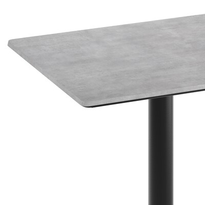 Flash Furniture Acadia Wooden Dining Table with Round Base, 23.75"D x 29.75"W, Gray Faux Concrete/Black Base (ST2430CGTR18B)