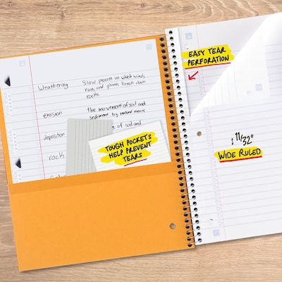 Five Star 3-Subject Notebooks, 8" x 10.5", Wide Ruled, 150 Sheets, Color Chosen at Random (51014)