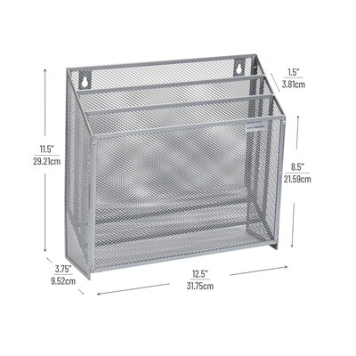 Mind Reader 3-Pocket Metal Mesh Mountable Wall File, Letter Size, Silver (WAFIST3-SIL)