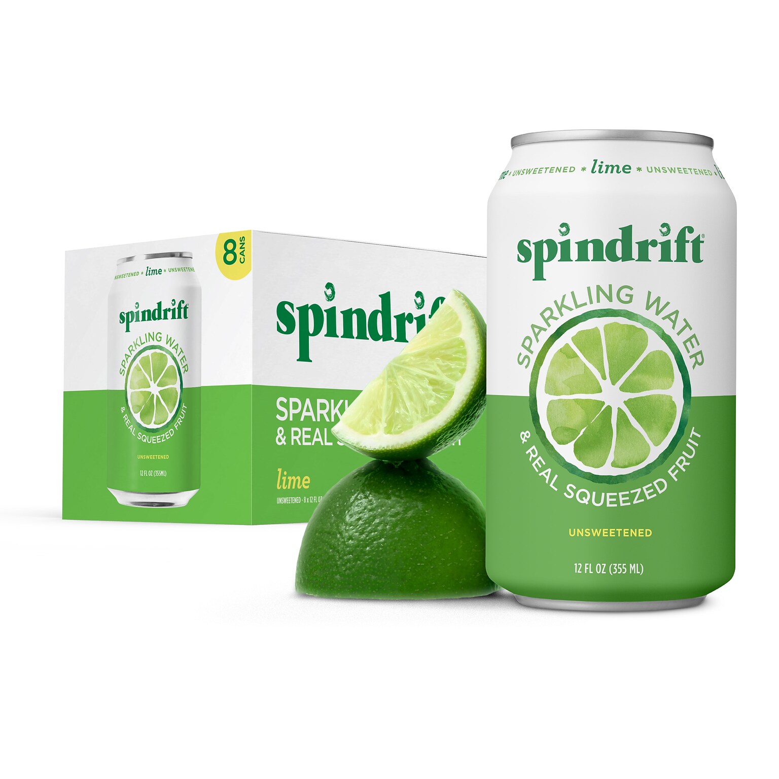 Spindrift Lime Flavored Sparkling Seltzer Water, 12 oz., 24 Cans/Carton (0-4108-0010)