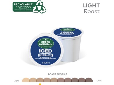 Green Mountain Coffee Roasters Iced Cold Brew Almond Vanilla Iced Coffee Keurig® K-Cup® Pods, Light Roast, 20/Box (5000372045)