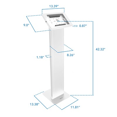 Mount-It! Pro Series Adjustable Anti-Theft iPad Tablet Kiosk Floor Stand for iPad, iPad Air, iPad Pro, White (MI-3880W_G10)