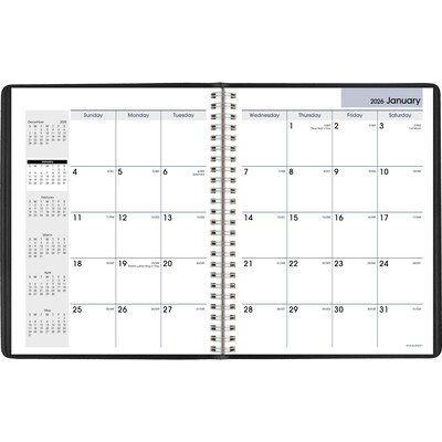 2026 AT-A-GLANCE DayMinder 7 x 8.75 Monthly Planner, Faux Leather Cover, Black (G400-00-26)