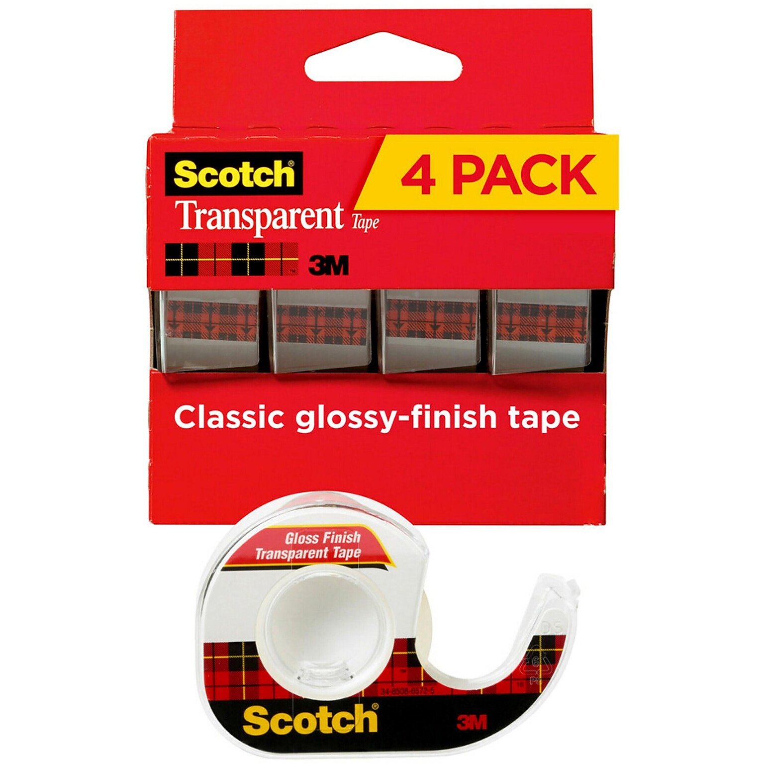 Scotch® Transparent Tape, 3/4 x 23.6 yds., 4 Rolls/Pack (4814)