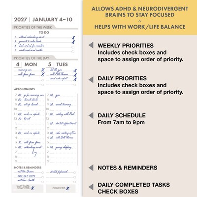 2027 Excello Brands Essential Pro 7" x 9" Weekly & Monthly Planner, Watercolor Butterflies (ESPRO-CY27-79-33)