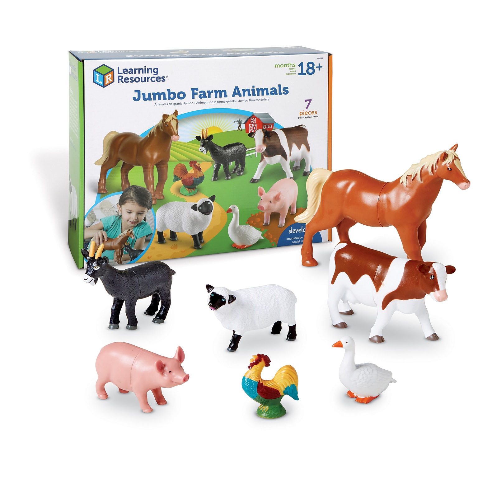 Learning Resources Jumbo Farm Animals, Set of 7 (LER0694)