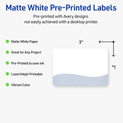 Avery Laser/Inkjet Rectangle Multipurpose Labels, 2 x 3, White, 80/Pack (S00ETZ)
