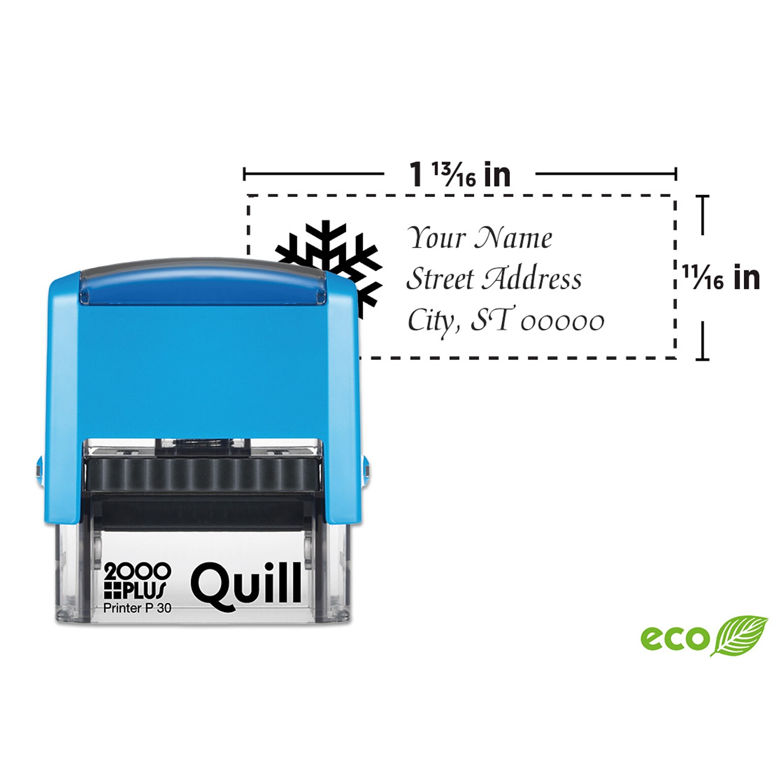 Custom Quill 2000 Plus® Holiday Self-Inking Printer P 30 Stamp, 11/16 x 1-13/16”