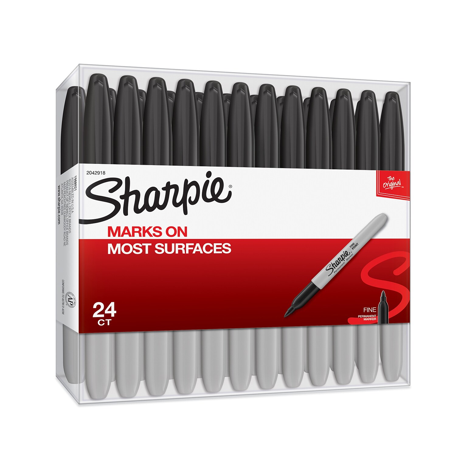 Sharpie Permanent Markers, Fine Tip, Black, 24/Pack (2042918)