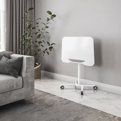 Techni Mobili Mobile Laptop Stand with Lockable Wheels, White (RTA-B008-WHT)