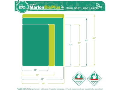 Ecotex Marlon BioPlus Carpet Chair Mat, 35" x 47", Low/Medium-Pile, Clear (NCCMFLBG0002)