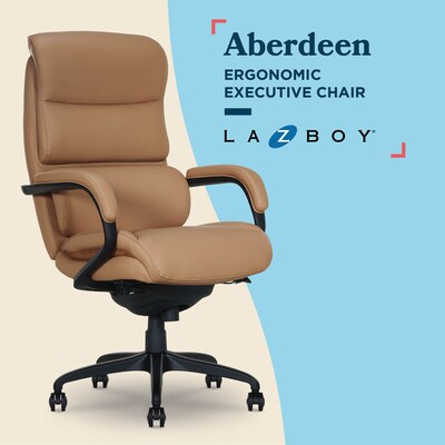 La-Z-Boy Aberdeen Ergonomic Bonded Leather Swivel Executive Chair, Tan (51545-TAN)