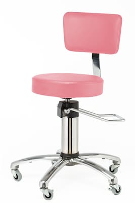 Brandt Hydraulic Surgeon Stool with Backrest with Backrest, Rose (15512ROSE)