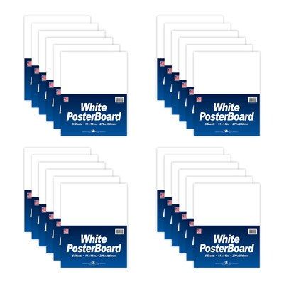 Roaring Spring Paper Products White Posterboard, 11 x 14, 5 Sheets/Pack, 24 Packs/Case (48003CS)