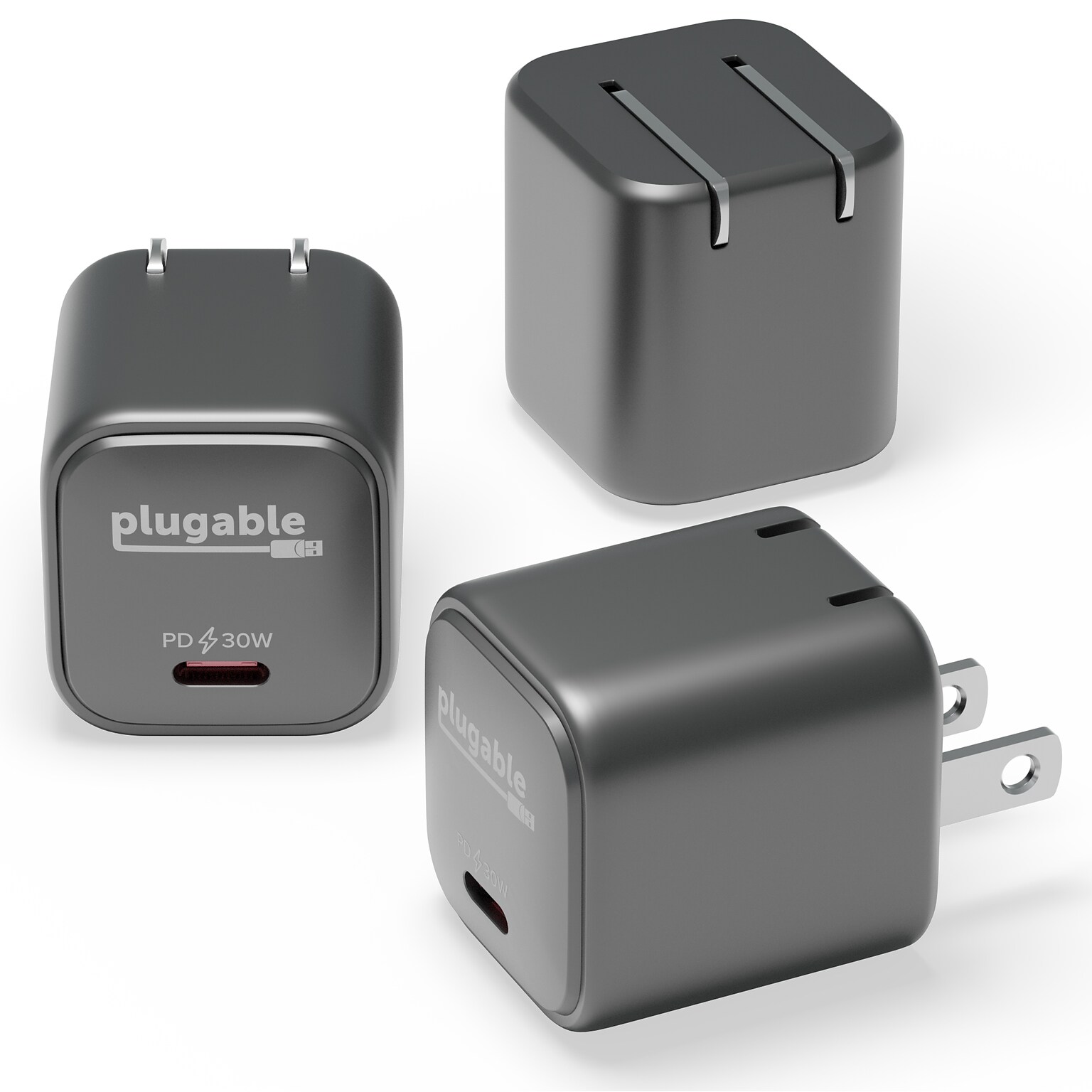 Plugable GaN USB-C Charger Block, 30W, Black (PS-30C1B-3X)