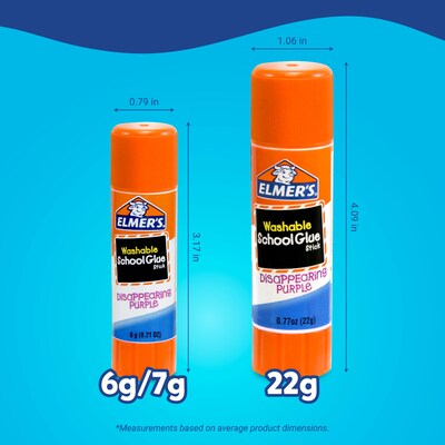 Elmer's Disappearing Washable Removable Glue Sticks, 0.21 oz., Disappearing Purple, 12/Pack (E1559)