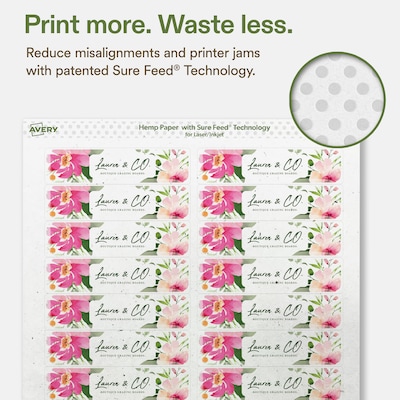 Avery Hemp Rectangle Laser/Inkjet Multipurpose Labels, 1" x 4", Off-White (160/Pack)