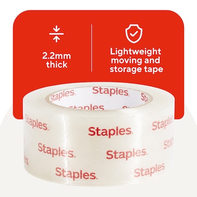 Staples Lightweight Moving & Storage Tape, 2.83” x 54.6 Yards, Clear — 6/Roll Pack