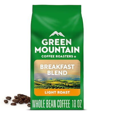 Green Mountain Breakfast Blend Whole Bean Coffee Packet, Light Roast, 18 oz. (GMT37567)