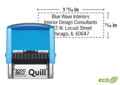 Custom Quill 2000 Plus® Self-Inking Printer P 30 Stamp, 11/16 x 1-13/16”