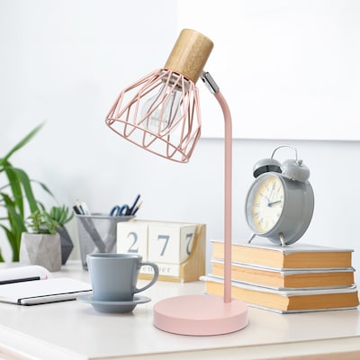 Simple Designs Farmhouse Fusion LED Desk Lamp, 18.19", Light Pink Iron (LD2022-LPK)