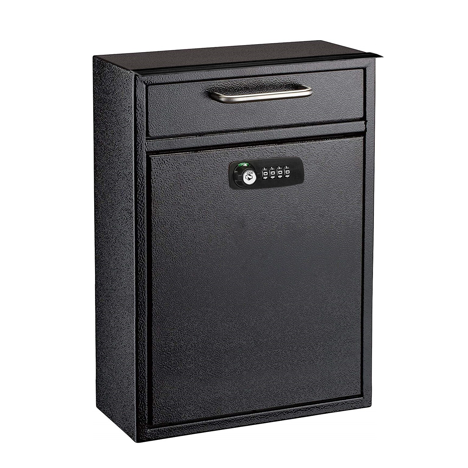AdirOffice Steel Locking Wall Mounted Drop Box Interoffice Mailbox with Key and Combination Lock , Black (631-04-BLK-KC-PKG)
