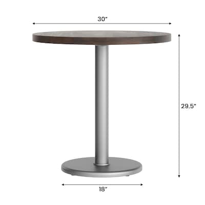 Flash Furniture Bennett 30" Round Wooden Commercial Indoor Table, Dark Brown Top/Silver Base (GSFRD30DBTR18S)