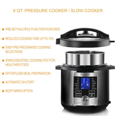 MegaChef 6-Quart Digital Electric Pressure Cooker, Silver (937111967M)