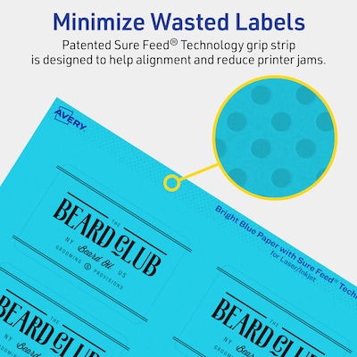 Avery Laser/Inkjet Multipurpose Rectangle Labels, 2" x 3", Bright Blue, 160/Pack (94237)