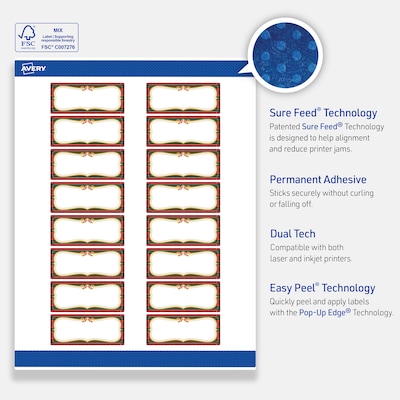 Avery Rectangle Multipurpose Labels, 1" x 2-5/8", White, 160/Pack (19479370508)