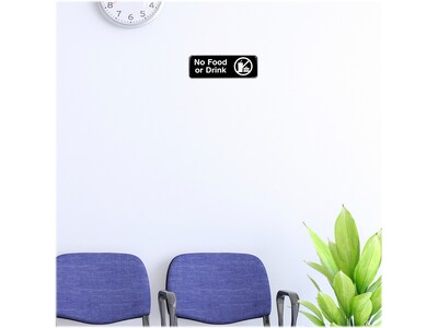 Excello Global Products No Food or Drink Indoor/Outdoor Wall Sign, 9" x 3", Black/White, 3/Pack (EGP-HD-0267)