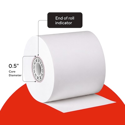 Staples Thermal Cash Register/POS Rolls, 1-Ply, 2 1/4" x 80', BPA Free, 50/Carton (18226-CC)