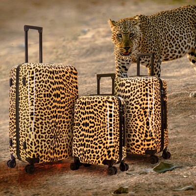 InUSA Prints 3-Piece Hardside Spinner Luggage Set, TSA Checkpoint Friendly, Cheetah Animal Print (IUAPCSML-CHE)