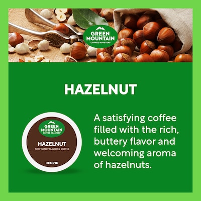 Green Mountain Hazelnut Coffee Keurig® K-Cup® Pods, Light Roast, 96/Carton (6792)